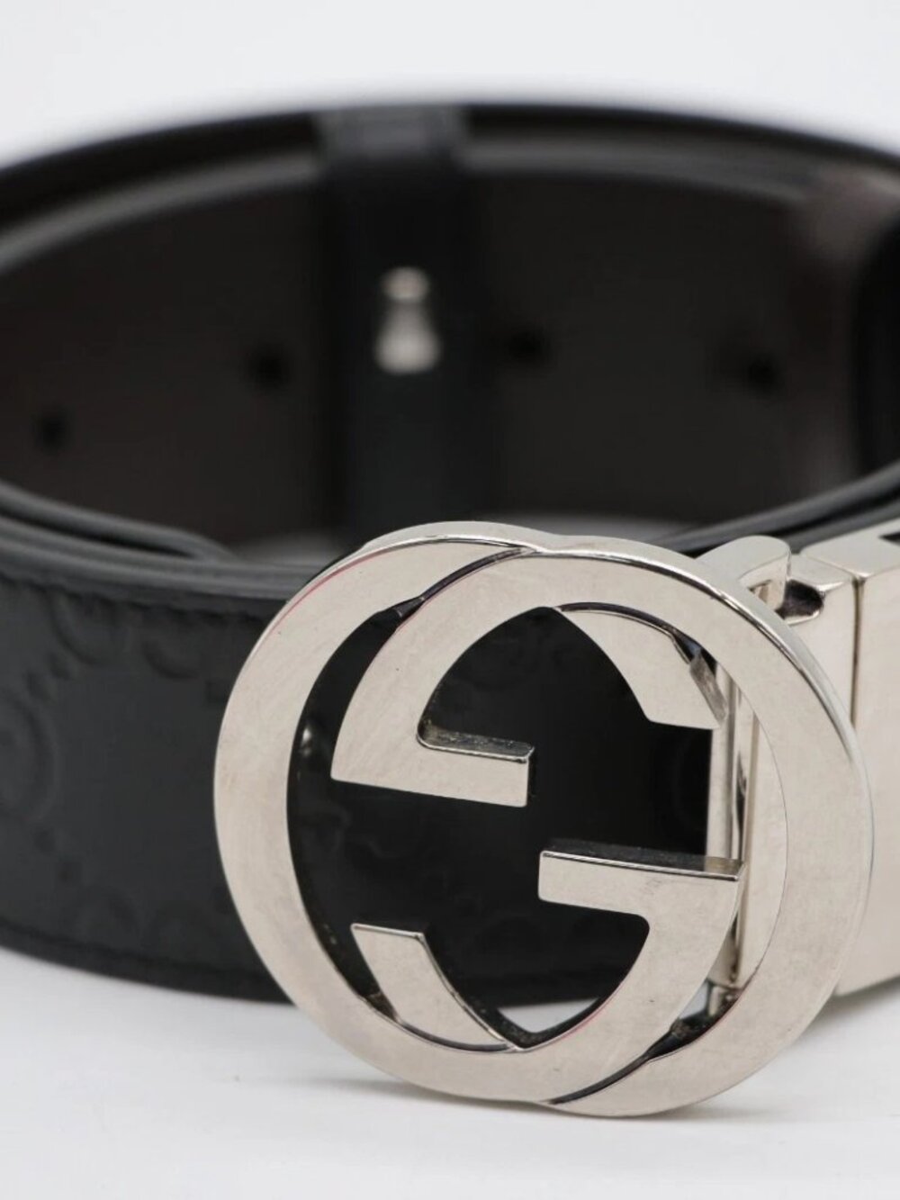 Gucci GG Signature Reversible Leather Belt Black Size 90-36 / 473030